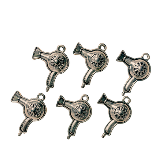 Blow Dryer Antique Silver Tone Charms 1 Sided