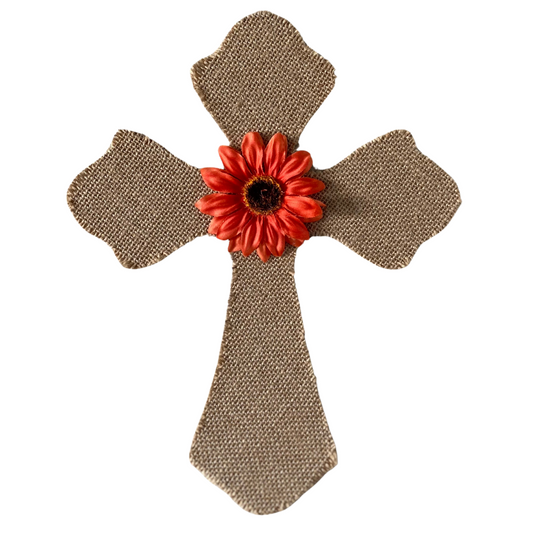 Burlap with Sunflower Decorative Wood Cross