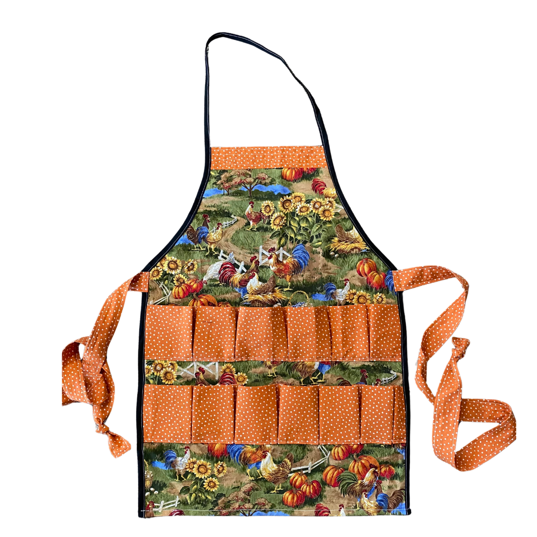Chickens, Sunflowers and Polka Dots Egg Collecting Apron