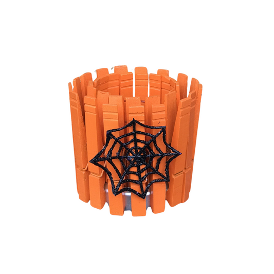 Halloween Spiderweb Clothespin Candle Holder