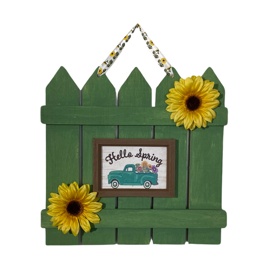 Hello Spring Picket Fence Sign