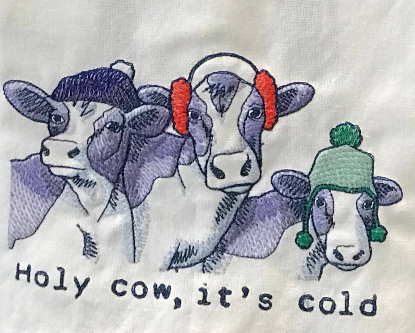 Holy Cow, Its Cold Embroidered Kitchen Towel