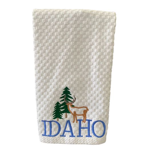 Idaho Embroidered Kitchen Towel - Blue
