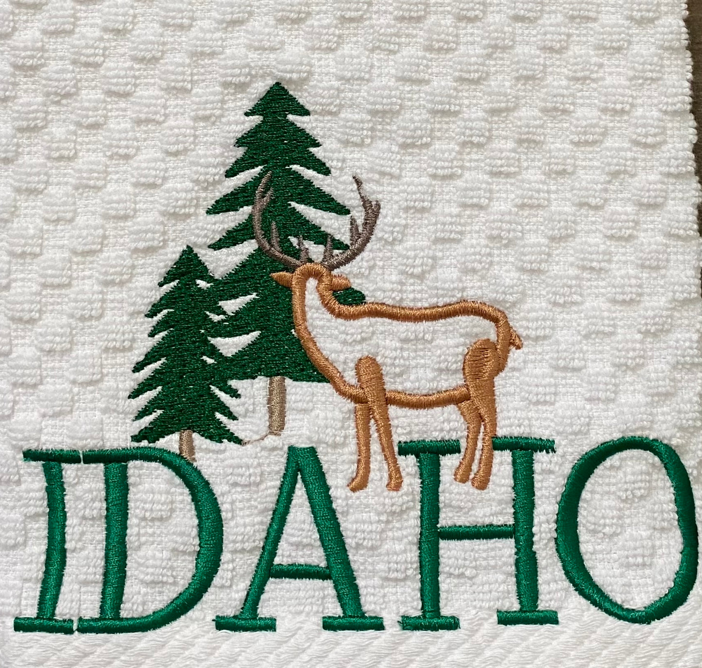 Idaho Embroidered Kitchen Towel - Green
