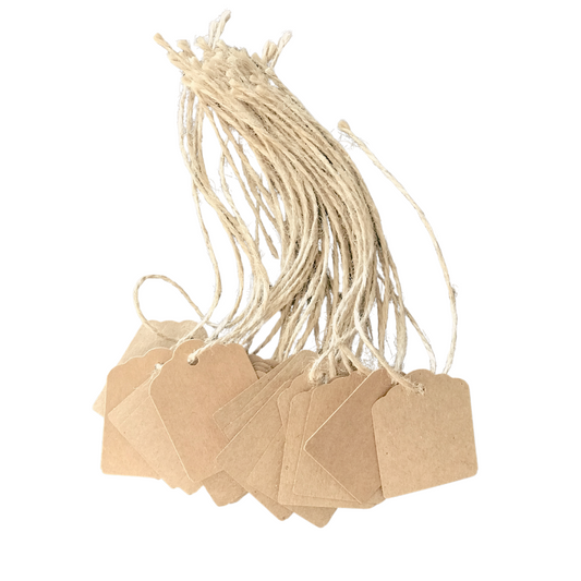 25 Kraft Paper Gift Tags with Jute Twine String
