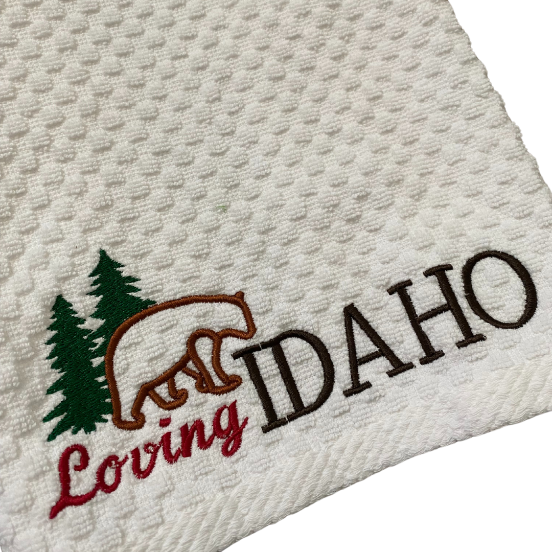Loving Idaho Embroidered Kitchen Towel