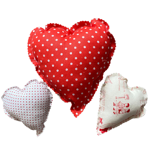 Mini Valentine Fabric Heart Polka Dot Pillows
