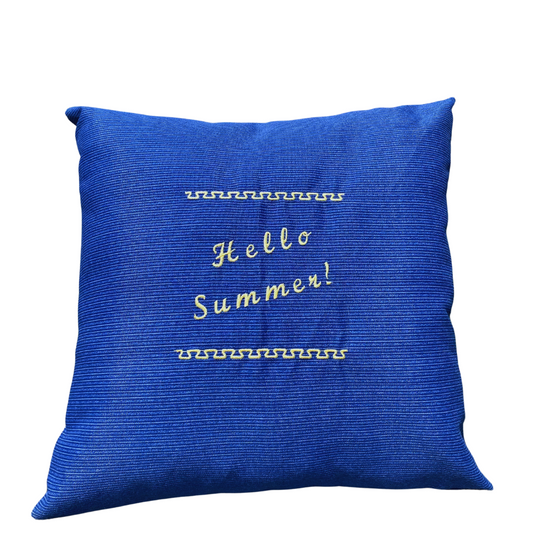 Hello Summer Outdoor Pillow - Blue