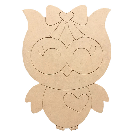 Cute Owl Paint by Line Wood Cutout