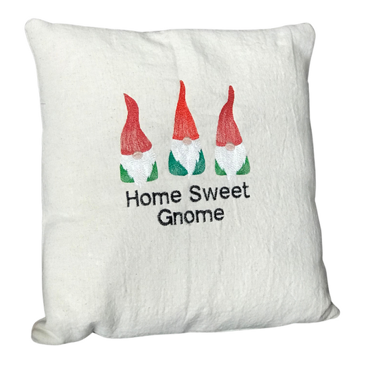 Home Sweet Gnome Canvas Pillow Cover