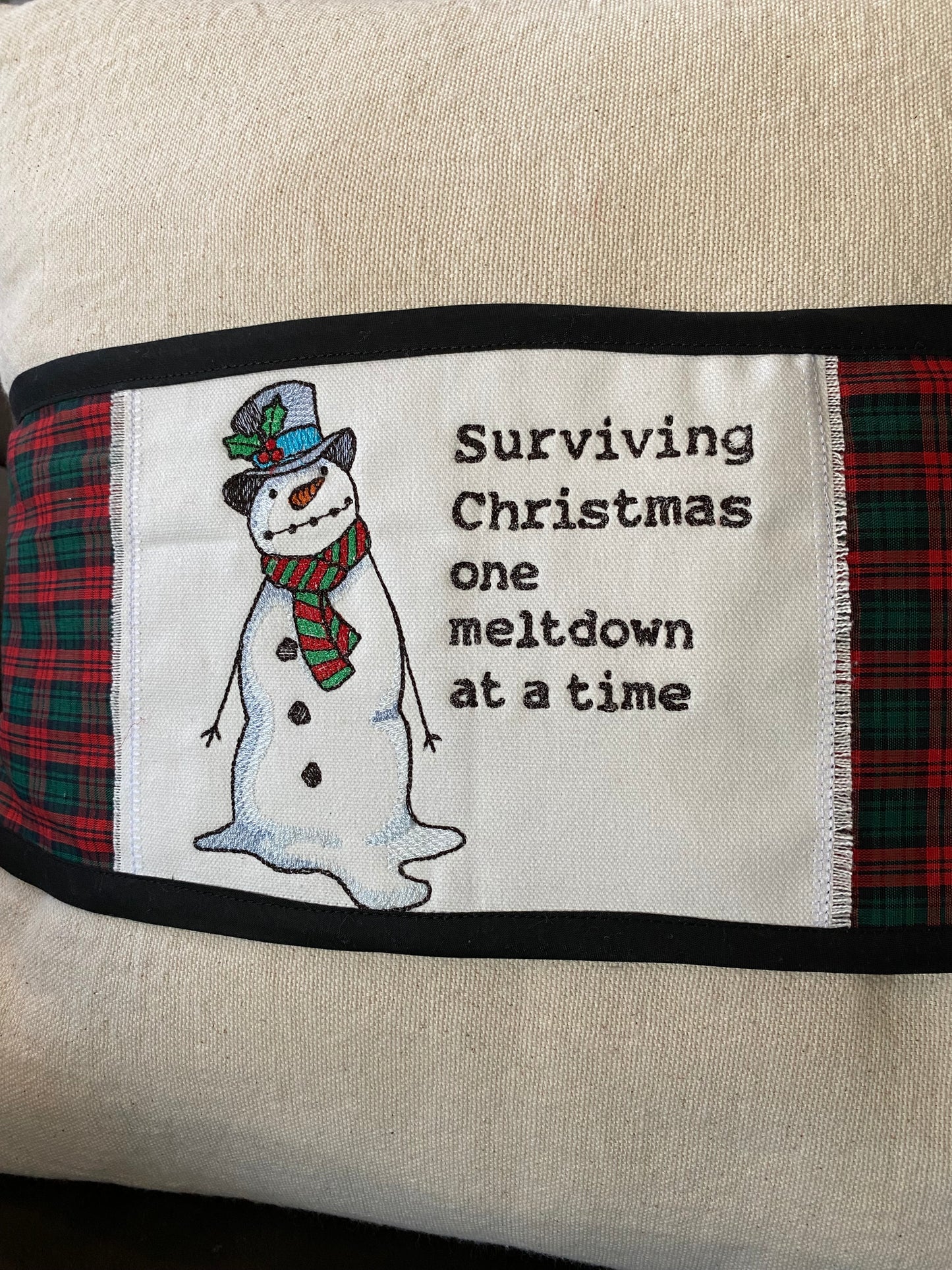 Surviving Christmas Snowman Pillow Wrap