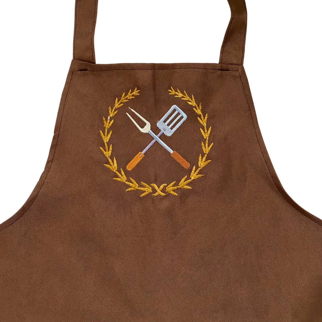 BBQ Tools Embroidered Apron - Brown