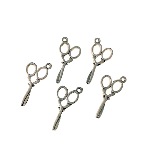 Scissors Antique Silver Tone Charms 2 Sided
