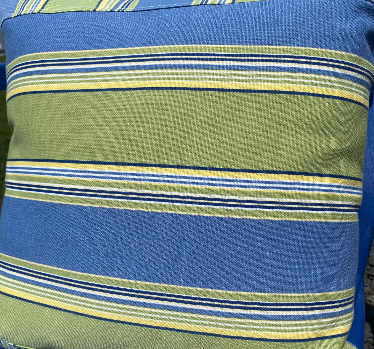 Blue Green Striped Outdoor Pillow
