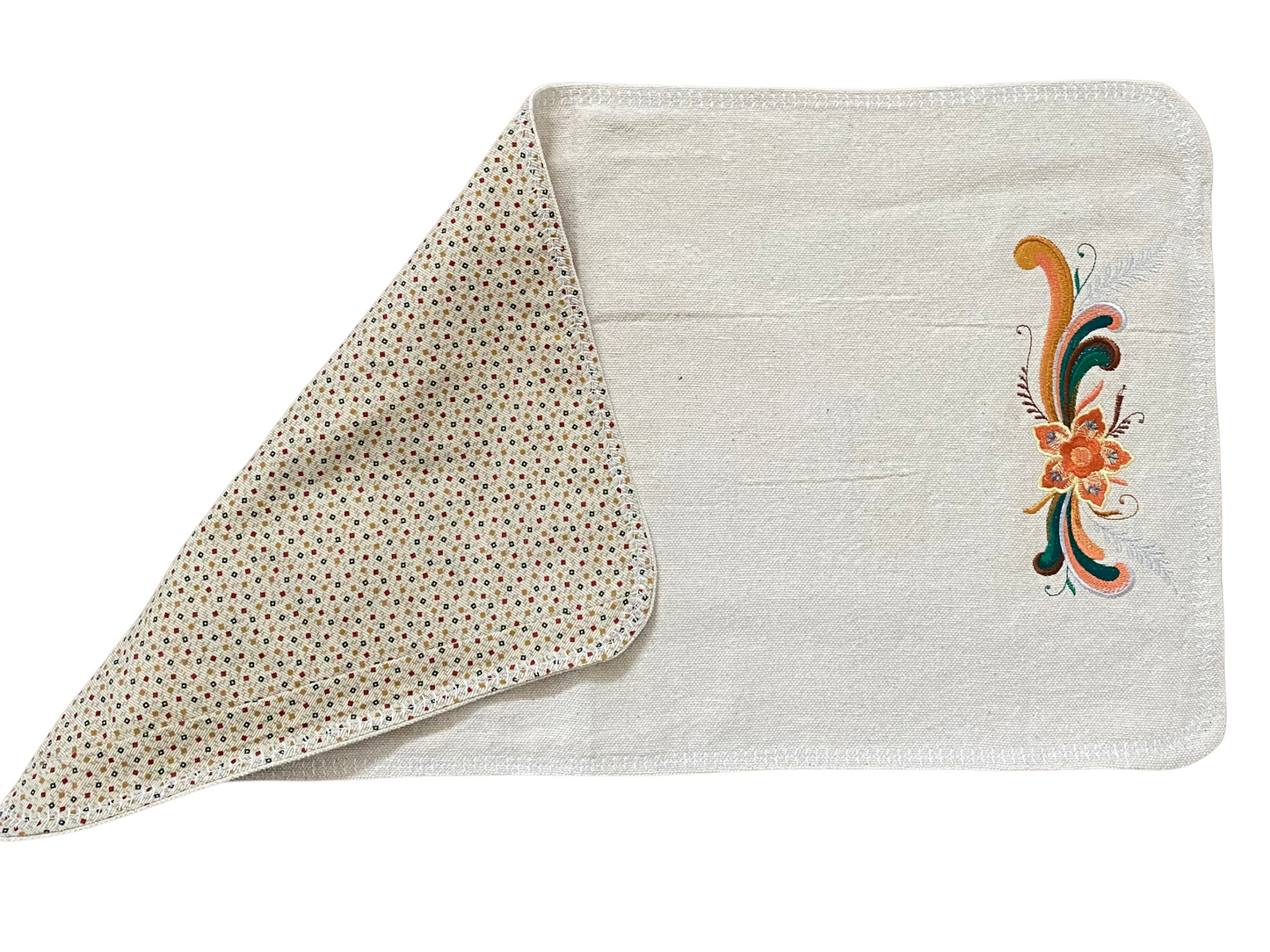 Earthy Toned Rosemaling Canvas Table Runner