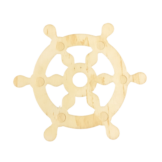 Unfinished Wood Ship Wheel Cutout