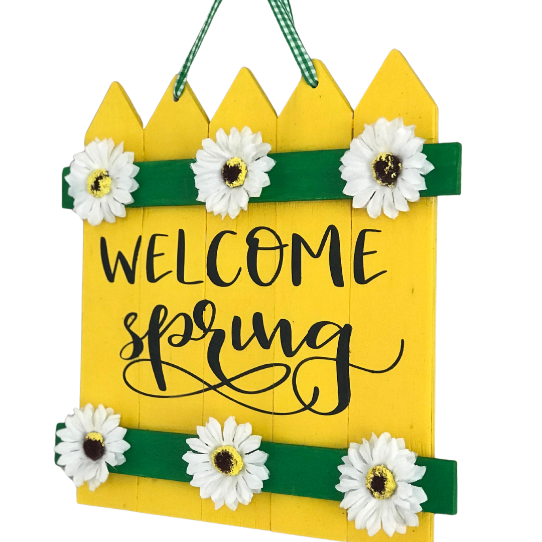 Welcome Spring Picket Fence Sign