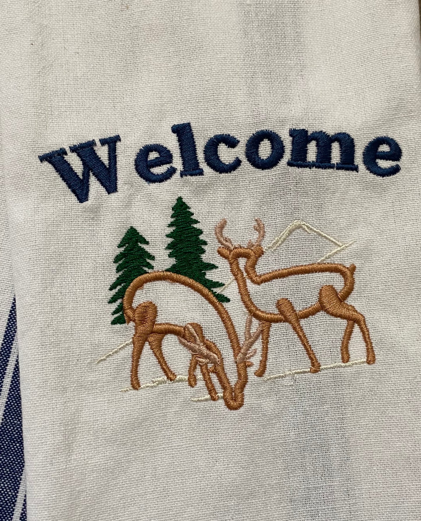 Welcome Woodland Themed Kitchen Towel - Blue