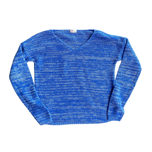So V-Neck Blue Sweater
