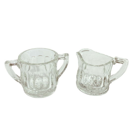 Vintage Clear Glass Creamer and Sugar Bowl Set