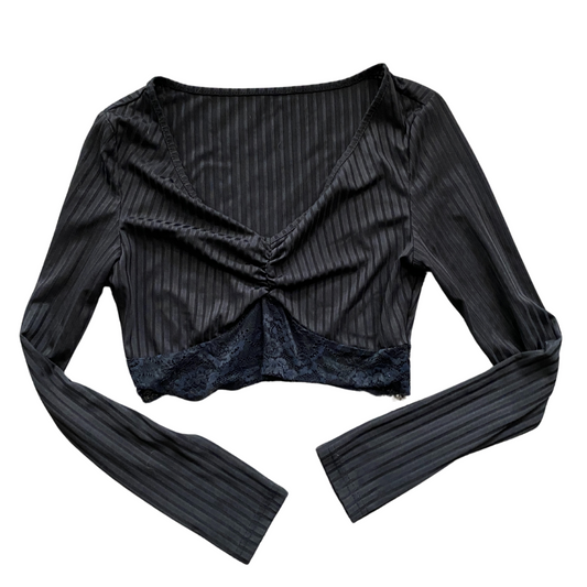 Black Satin Crop Top