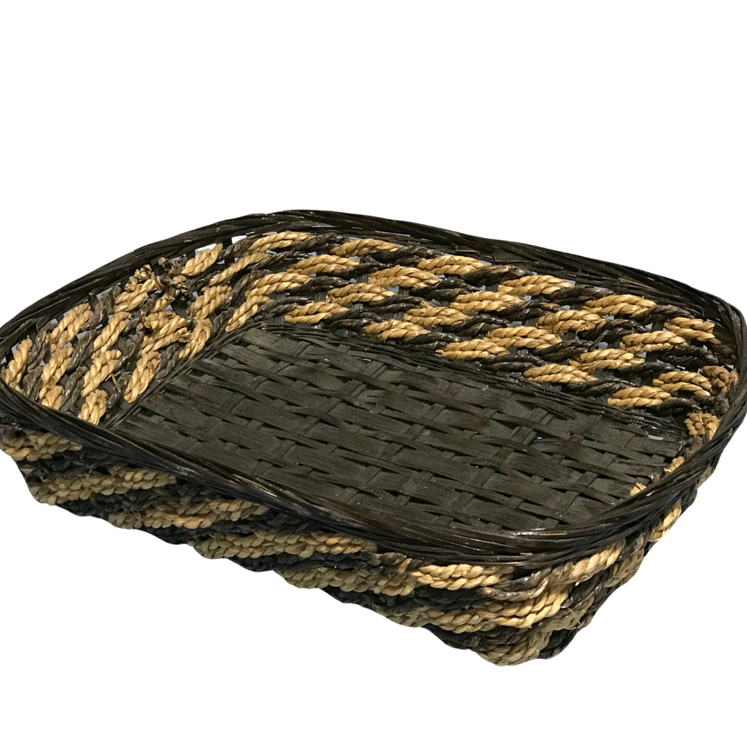 Black and Natural Woven Basket