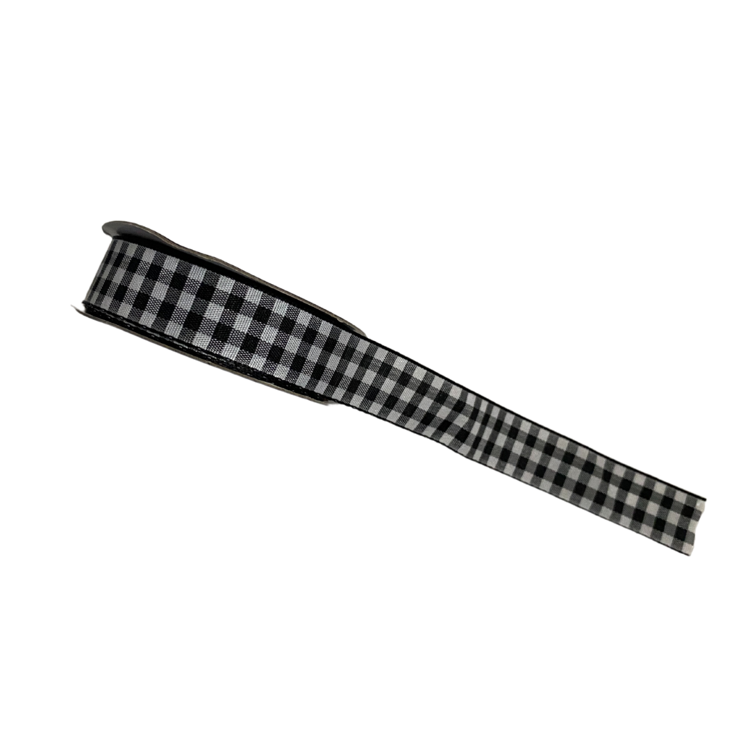 Black and White Plaid Satin Ribbon