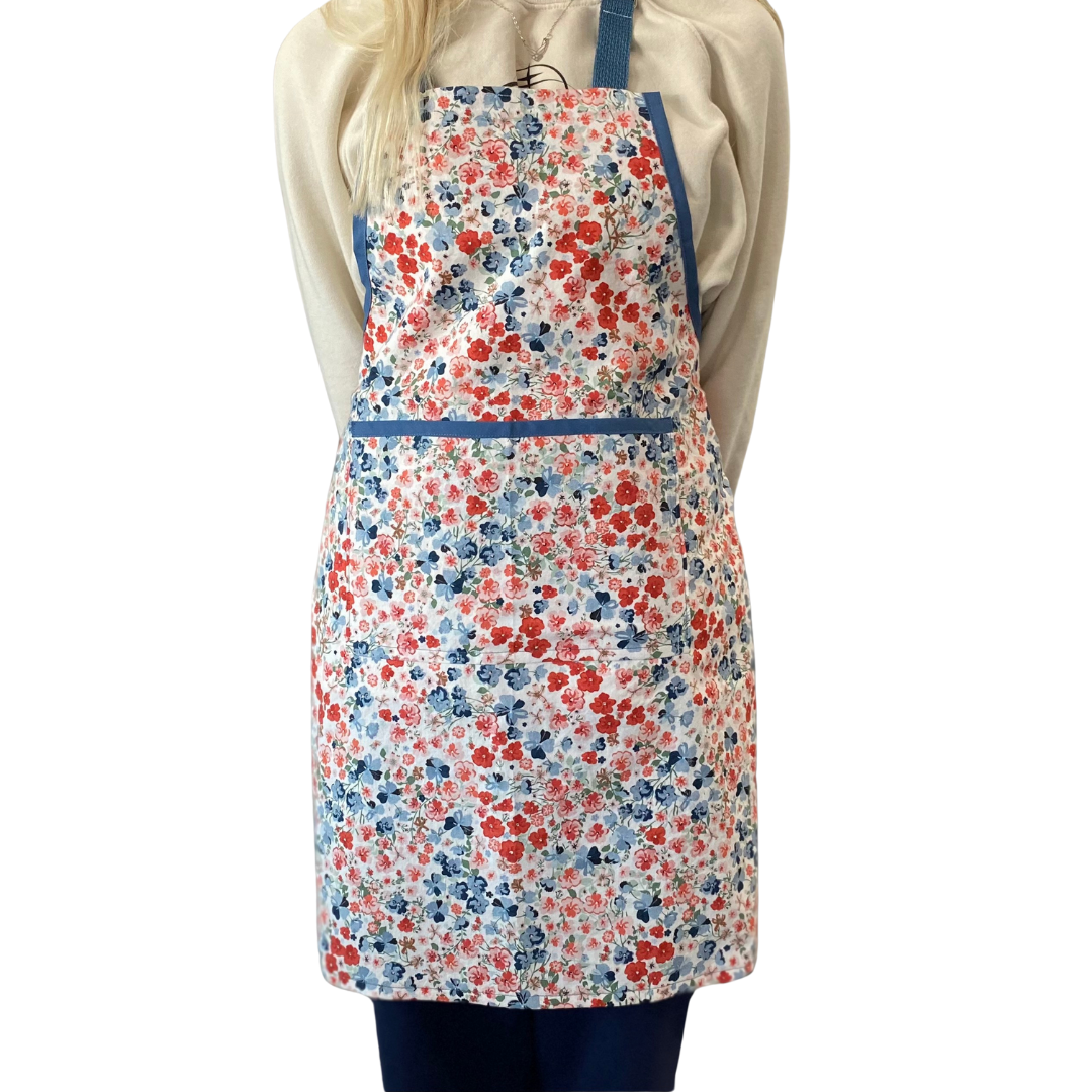 Blue Poppy Floral Apron