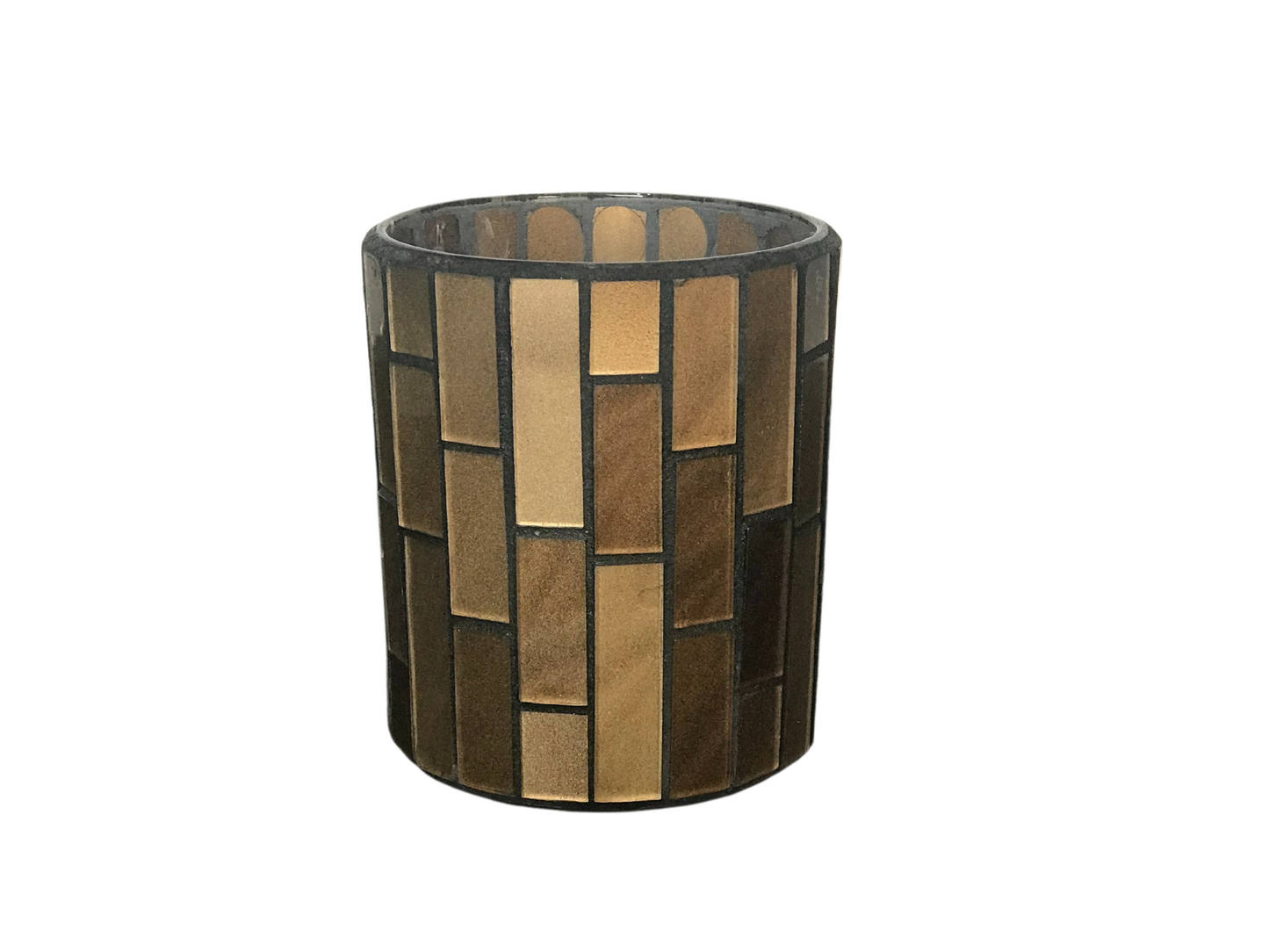 Brown Mosaic Votive Candle Holder