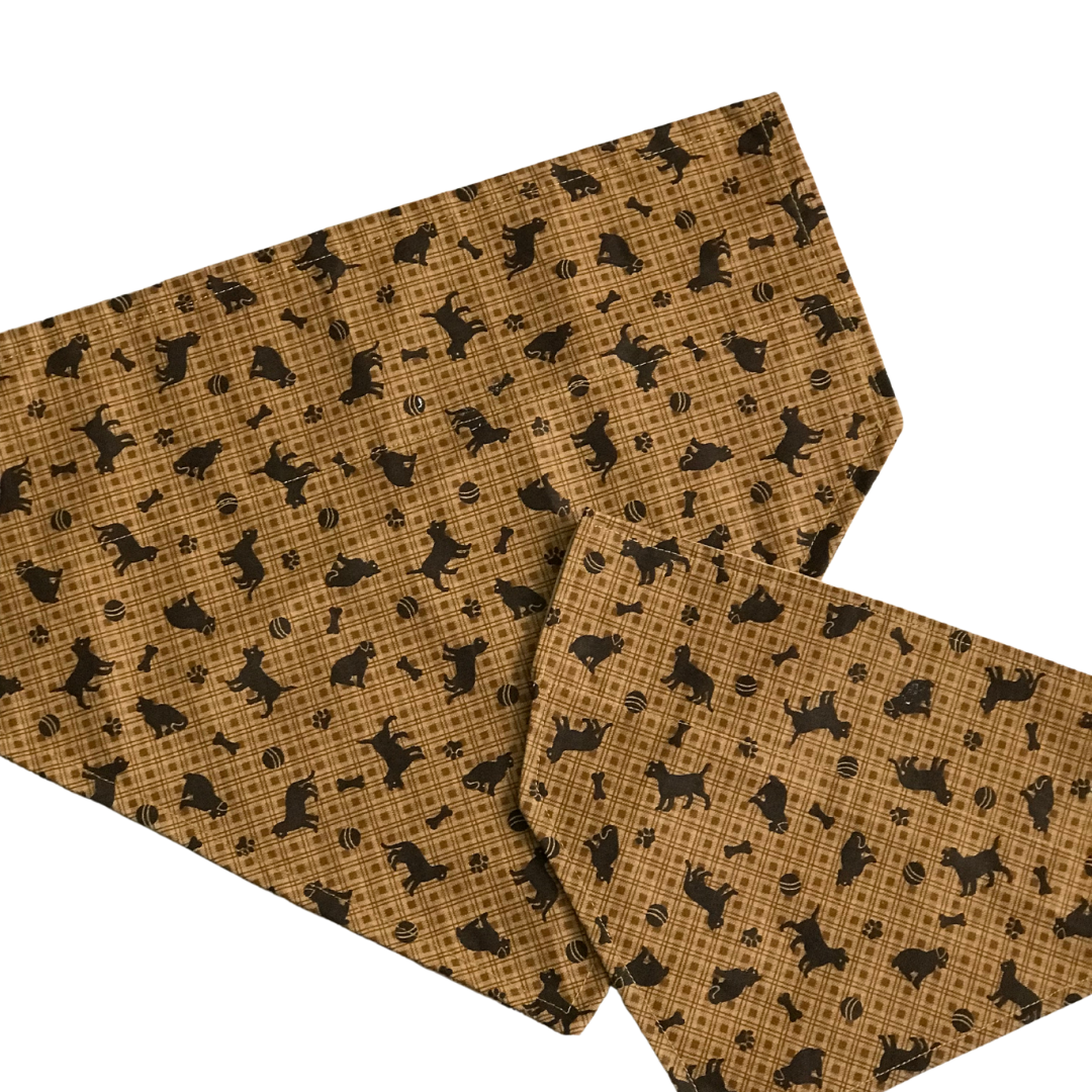 Over the Collar Dog Bandana - Brown Checkered