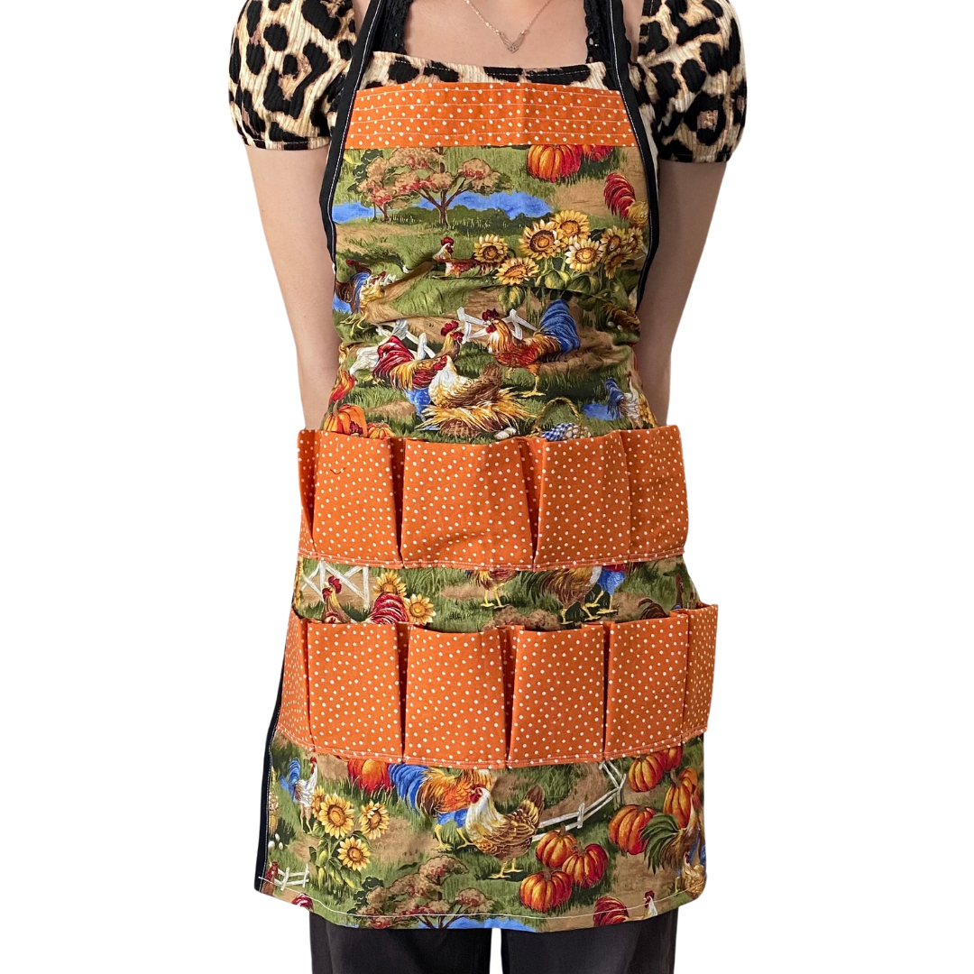 Chickens, Sunflowers and Polka Dots Egg Collecting Apron