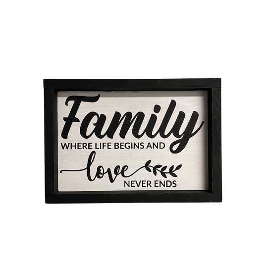 Family Where Life Begins and Love Never Ends Sign