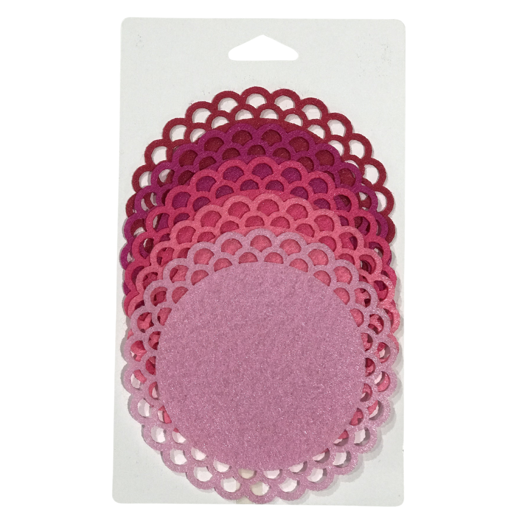 Pink Toned Round Felt Doilies