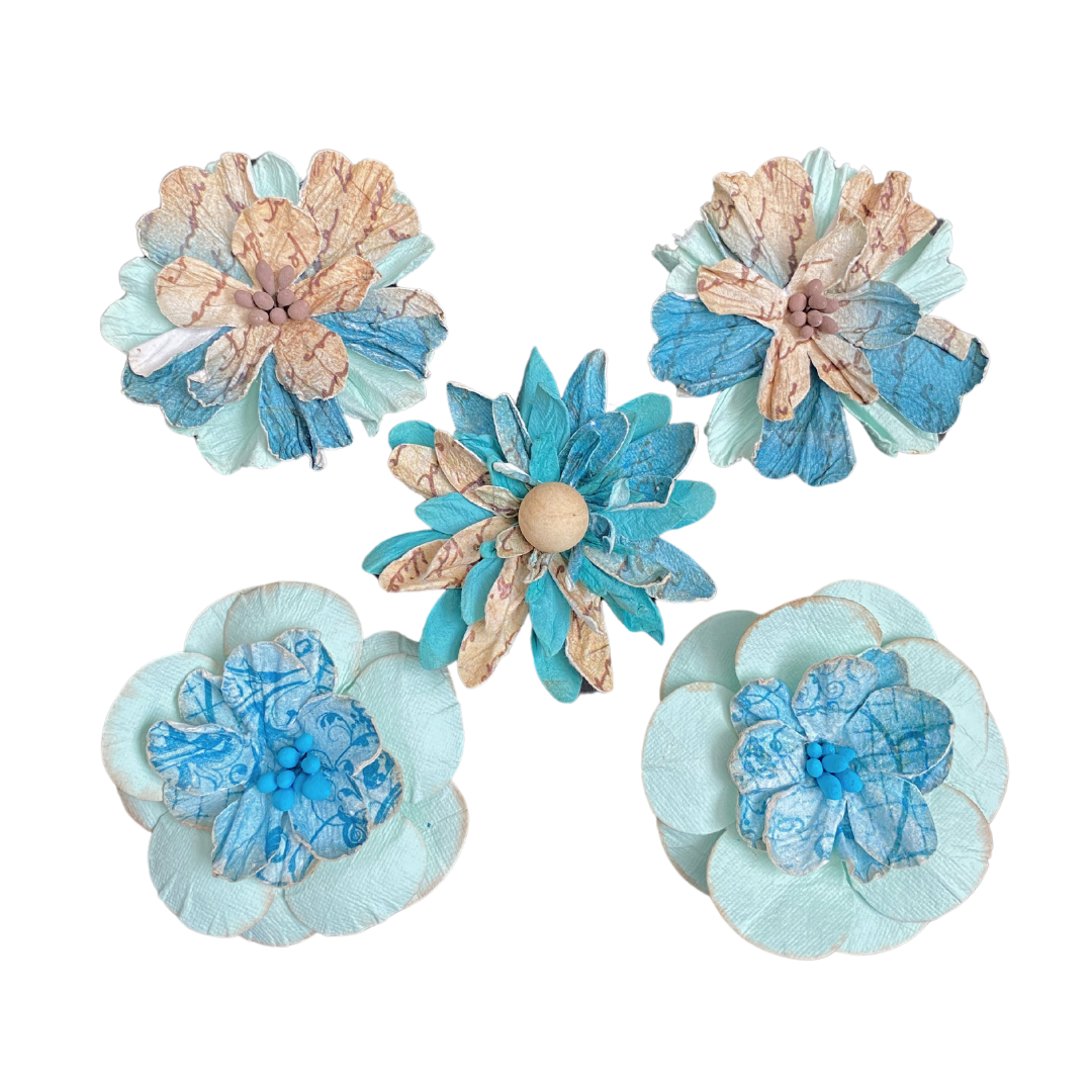 Flower Embellishments Aqua Blue