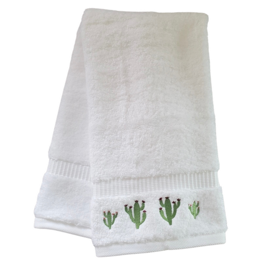 Flowering Cacti Embroidered Hand Towel