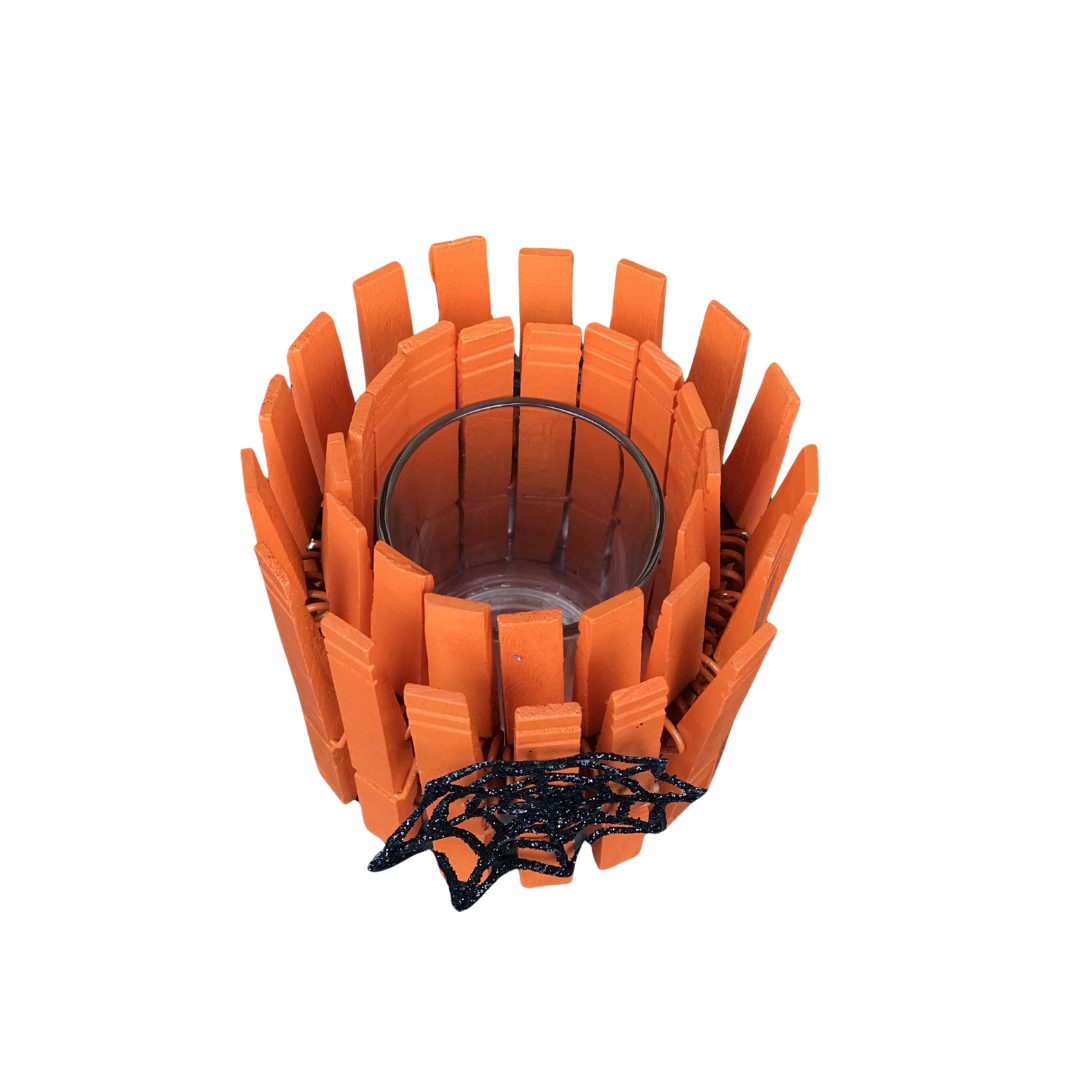 Halloween Spiderweb Clothespin Candle Holder