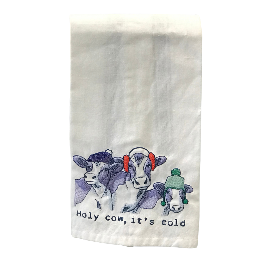 Holy Cow, Its Cold Embroidered Kitchen Towel