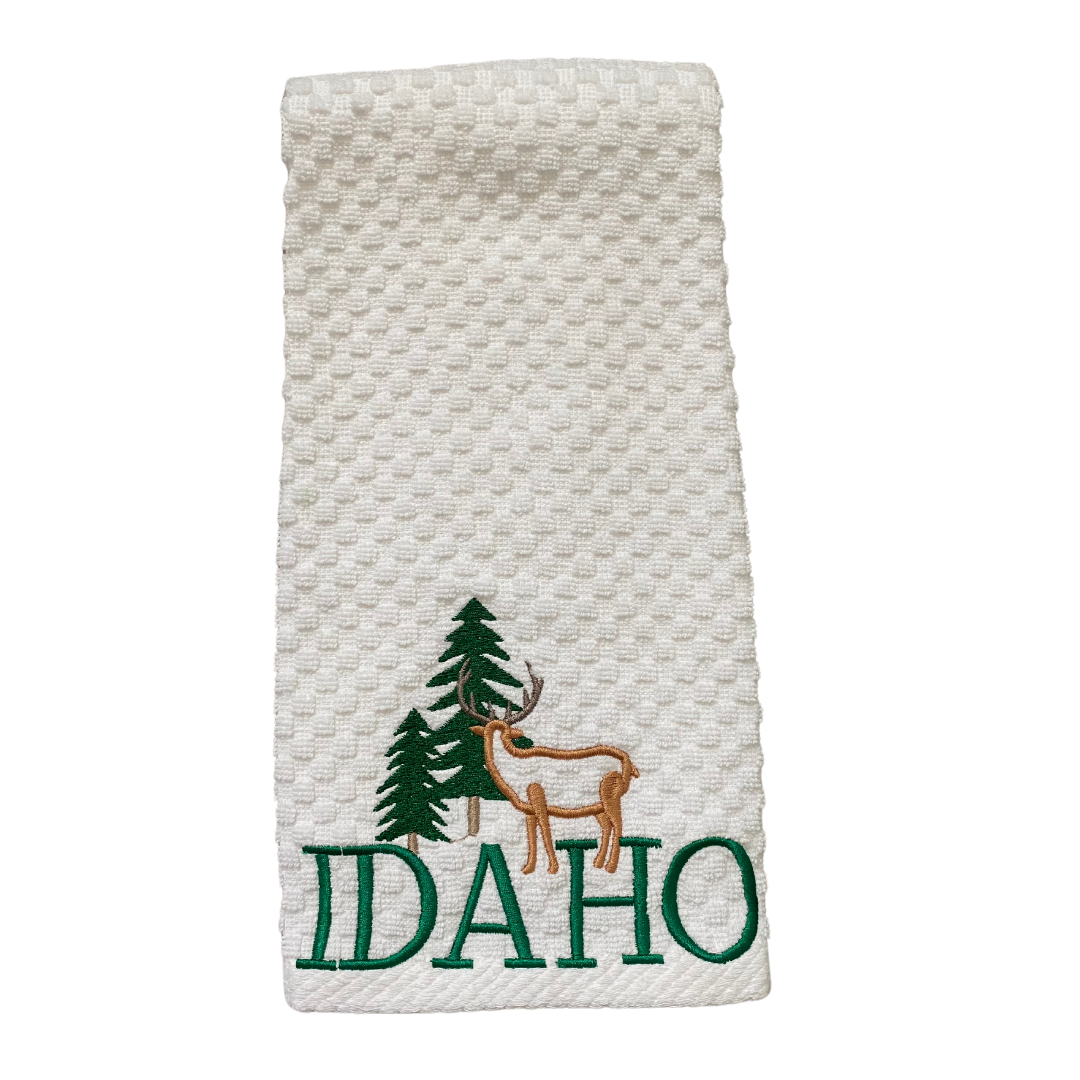 Idaho Embroidered Kitchen Towel - Green