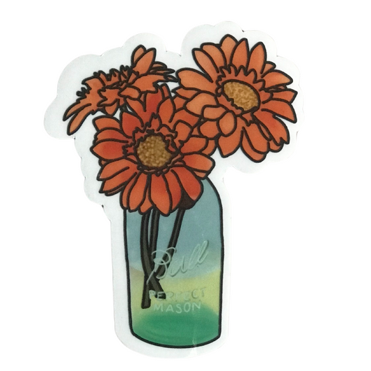 Mason Jar Floral Sticker