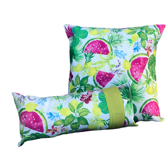 Summer Watermelon and Lemons Outdoor Pillow
