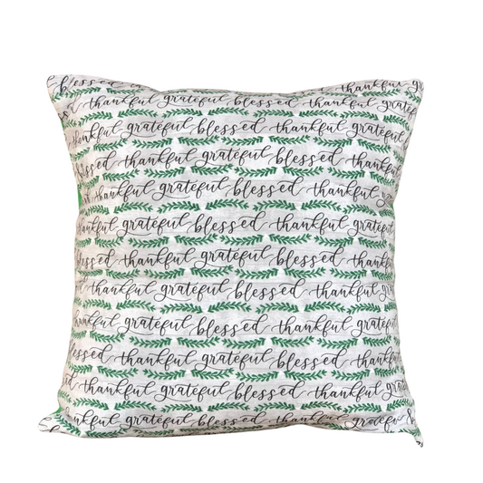 Thankful Grateful Blessed Pillow Cover