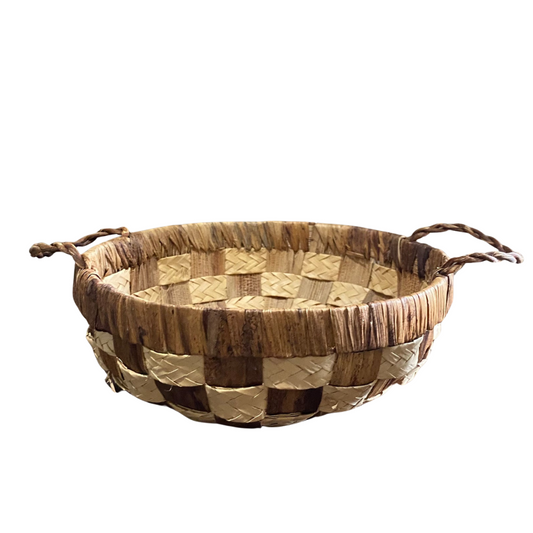 Brown and Natural Woven Basket