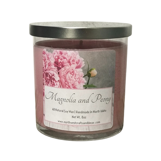 Magnolia and Peony Scented Soy Wax Jar Candle