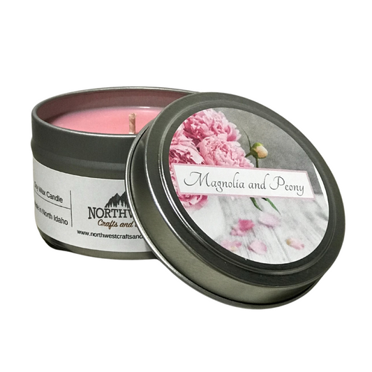 Magnolia and Peony Scented Soy Wax Candle