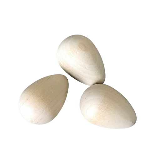 1 1/2 inch Unfinished Wood Eggs - 3 Pack